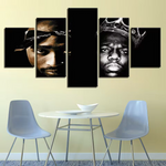 Tupac Shakur & Notorious BIG Biggie Gangster Rap Hip Hop Rapper Music 5 Piece Canvas Wall Art Painting Wallpaper Poster Picture Print Photo Decor