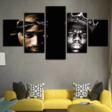 Tupac Shakur & Notorious BIG Biggie Gangster Rap Hip Hop Rapper Music 5 Piece Canvas Wall Art Painting Wallpaper Poster Picture Print Photo Decor