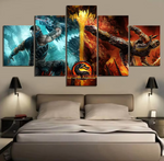 Mortal Kombat Video Game Final Fight 5 Piece Canvas Wall Art Painting Wallpaper Poster Picture Print Photo Decor