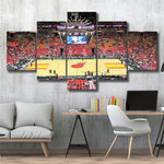 Miami Heat Stadium NBA Basketball Arena Panoramic 5 Piece Canvas Wall Art Painting Wallpaper Poster Picture Print Photo Decor