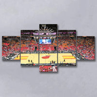 Miami Heat Stadium NBA Basketball Arena Panoramic 5 Piece Canvas Wall Art Painting Wallpaper Poster Picture Print Photo Decor