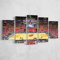 Miami Heat Stadium NBA Basketball Arena Panoramic 5 Piece Canvas Wall Art Painting Wallpaper Poster Picture Print Photo Decor