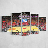 Miami Heat Stadium NBA Basketball Arena Panoramic 5 Piece Canvas Wall Art Painting Wallpaper Poster Picture Print Photo Decor
