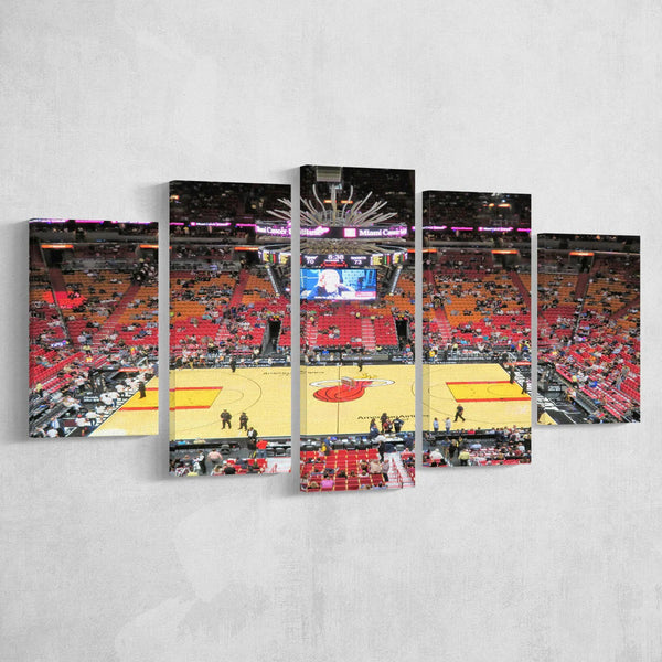 Miami Heat Stadium NBA Basketball Arena Panoramic 5 Piece Canvas Wall ...