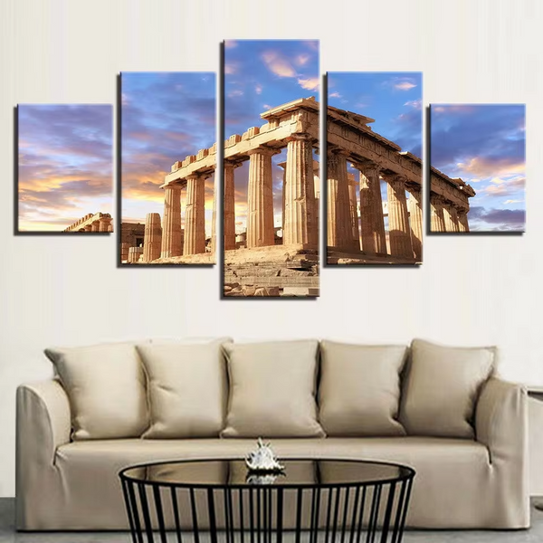 Parthenon Temple Acropolis Athens Greece 5 Piece Canvas Wall Art Painting Wallpaper Poster Picture Print Photo Decor