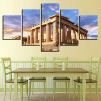 Parthenon Temple Acropolis Athens Greece 5 Piece Canvas Wall Art Painting Wallpaper Poster Picture Print Photo Decor