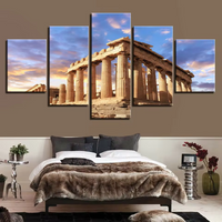 Parthenon Temple Acropolis Athens Greece 5 Piece Canvas Wall Art Painting Wallpaper Poster Picture Print Photo Decor