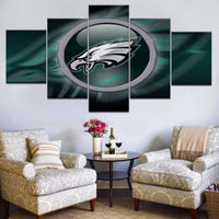 Philadelphia Eagles NFL Football Team Logo 5 Piece Canvas Wall Art Painting Wallpaper Poster Picture Print Photo Decor