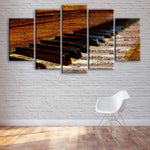 Vintage Piano Keys Musical Notes 5 Piece Canvas Wall Art Painting Wallpaper Poster Picture Print Photo Decor