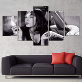 Pulp Fiction Movie Scene Uma Thurman Mia Wallace 5 Piece Canvas Wall Art Painting Wallpaper Poster Picture Print Photo Decor