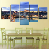 Prague Czech Republic European Cityscape 5 Piece Canvas Wall Art Painting Wallpaper Poster Picture Print Photo Decor