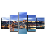 Prague Czech Republic European Cityscape 5 Piece Canvas Wall Art Painting Wallpaper Poster Picture Print Photo Decor