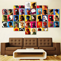 Colorful Comic Book Characters Superheroes 5 Piece Canvas Wall Art Painting Wallpaper Poster Picture Print Photo Decor