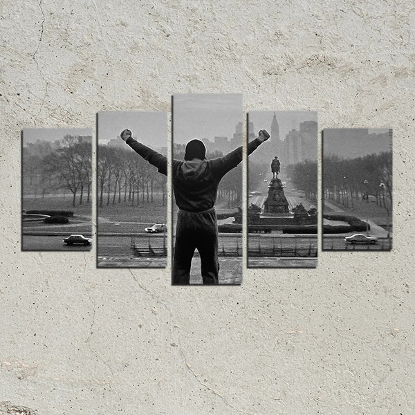 Rocky Balboa Training Montage Philadelphia Steps 5 Piece Canvas Wall Art Painting Wallpaper Poster Picture Print Photo Decor