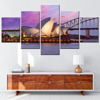 Sydney Opera House And Harbor Bridge Australia 5 Piece Canvas Wall Art Painting Wallpaper Poster Picture Print Photo Decor