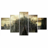 Dark Gothic Fantasy Castle Enchanting Architectural 5 Piece Canvas Wall Art Painting Wallpaper Poster Picture Print Photo Decor