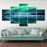 Aurora Borealis Northern Lights 5 Piece Canvas Wall Art Painting Wallpaper Poster Picture Print Photo Decor