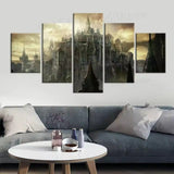 Dark Gothic Fantasy Castle Enchanting Architectural 5 Piece Canvas Wall Art Painting Wallpaper Poster Picture Print Photo Decor