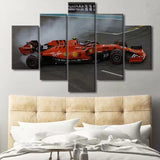 Formula 1 Ferrari F1 Sports Car Racing 5 Piece Canvas Wall Art Painting Wallpaper Poster Picture Print Photo Decor