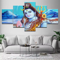 Lord Shiva Ganga Hindu 5 Piece Canvas Wall Art Painting Wallpaper Poster Picture Print Photo Decor