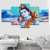 Lord Shiva Ganga Hindu 5 Piece Canvas Wall Art Painting Wallpaper Poster Picture Print Photo Decor