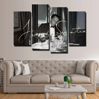 Frank Sinatra Black & White Whiskey Pouring 4 Piece Canvas Wall Art Painting Wallpaper Poster Picture Print Photo Decor