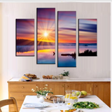 Beautiful Nature Sunrise Lake Sunset 4 Piece Canvas Wall Art Painting Wallpaper Poster Picture Print Photo Decor