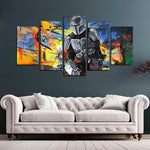 The Mandalorian and The Child Baby Yoda 5 Piece Canvas Wall Art Painting Wallpaper Poster Picture Print Photo Decor