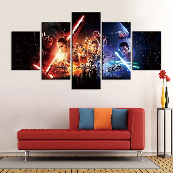 Last Skywalker Star Wars Movie 5 Piece Canvas Wall Art Painting Wallpaper Poster Picture Print Photo Decor