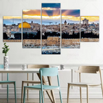 Al Aqsa Jerusalem Palestinian Israel Mosque Temple Mount Skyline 5 Piece Canvas Wall Art Painting Wallpaper Poster Picture Print Photo Decor