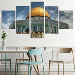 Jerusalem Palestinian Israel Islam Al Aqsa Dome Of The Rock Muslim Mosque 5 Piece Canvas Wall Art Painting Wallpaper Poster Picture Print Photo Decor