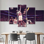 Lebron VS Jordan Basketball Sports Game NBA 5 Piece Canvas Wall Art Painting Wallpaper Poster Picture Print Photo Decor