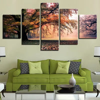 Autumn Forest Nature Trees Landscape 5 Piece Canvas Wall Art Painting Wallpaper Poster Picture Print Photo Decor