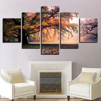 Autumn Forest Nature Trees Landscape 5 Piece Canvas Wall Art Painting Wallpaper Poster Picture Print Photo Decor