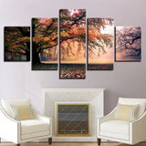 Autumn Forest Nature Trees Landscape 5 Piece Canvas Wall Art Painting Wallpaper Poster Picture Print Photo Decor