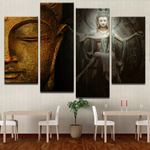 Buddha Meditation Shiva 4 Piece Canvas Wall Art Painting Wallpaper Poster Picture Print Photo Decor