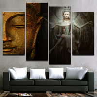 Buddha Meditation Shiva 4 Piece Canvas Wall Art Painting Wallpaper Poster Picture Print Photo Decor