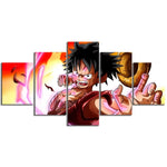 Luffy Second Gear One Piece Anime Cartoon 5 Piece Canvas Wall Art Painting Wallpaper Poster Picture Print Photo Decor