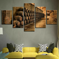 Wine Cellar Wine Barrels 5 Piece Canvas Wall Art Painting Wallpaper Poster Picture Print Photo Decor