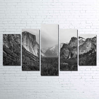 Yosemite Valley Winter Mountain Landscape 5 Piece Canvas Wall Art Painting Wallpaper Poster Picture Print Photo Decor