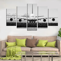 Airbus A380 Jet Airliner Aircraft Plane Takeoff 5 Piece Canvas Wall Art Painting Wallpaper Poster Picture Print Photo Decor