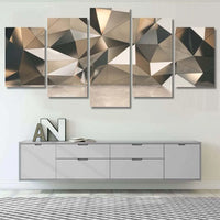 Geometric Abstract Metallic Wall Modern Minimalist 5 Piece Canvas Wall Art Painting Wallpaper Poster Picture Print Photo Decor