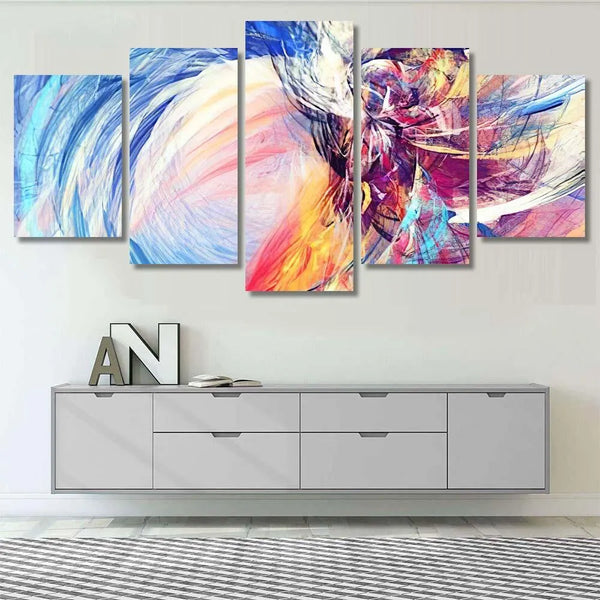 Vibrant Modern Abstract Multicolor Artistic 5 Piece Canvas Wall Art Painting Wallpaper Poster Picture Print Photo Decor