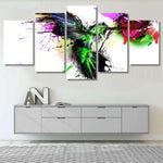 Abstract Hummingbird Vibrant Artistic Bird 5 Piece Canvas Wall Art Painting Wallpaper Poster Picture Print Photo Decor