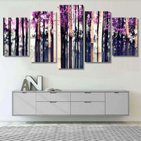 Abstract Forest Trees Nature Motion Blur 5 Piece Canvas Wall Art Painting Wallpaper Poster Picture Print Photo Decor