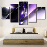 Modern 3D Abstract Patterns In Black And Purple 5 Piece Canvas Wall Art Painting Wallpaper Poster Picture Print Photo Decor