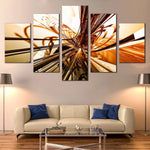 3D Abstract Yellow And Gold Modern 5 Piece Canvas Wall Art Painting Wallpaper Poster Picture Print Photo Decor
