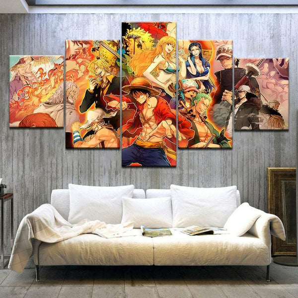 One Piece Anime 5 Piece Canvas Wall Art Painting Wallpaper Poster Picture Print Photo Decor