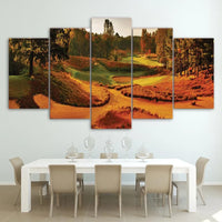 Autumn Trees Golf Course Landscape In Fall Colors 5 Piece Canvas Wall Art Painting Wallpaper Poster Picture Print Photo Decor