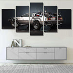 Back To The Future DeLorean Time Machine 5 Piece Canvas Wall Art Painting Wallpaper Poster Picture Print Photo Decor